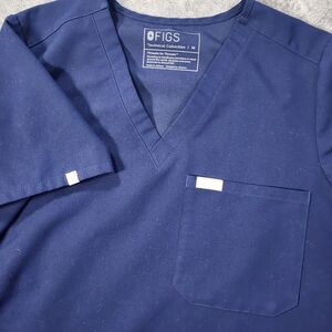 FIGS Catarina One-Pocket Short Sleeve V-Neck Scrub Top Shirt Navy Blue Medium